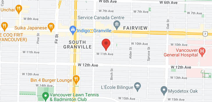 map of 705 1333 W 11TH AVENUE